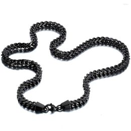 Chains 6mm Width Mens Stainless Steel Black Classic Square Cuban Curb Link Chain Men Necklace Long223Y