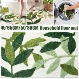 Carpets Bath Mat Rug Water Absorbent Soft Bathroom Floor Mats Rubber Non-Slip Carpet Machine Washable Green Leaves