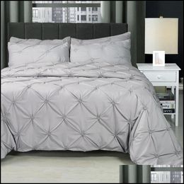 Bedding Sets Luxury Pinch Pleat Comforter Bed Linen Duvet Er Set Pillowcases Queen King Size Bedclothes T200110 Drop Delivery Home G Dhqpq