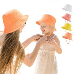 Parents Child Bucket Hats Breathable Basin Hat Kids Adults Solid Beach Cap Baby Summer Fisherman Cap Travel Sunshade Caps Casual Outdoor Party Sun Visor BC417