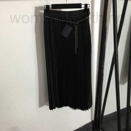 designer Casual Designer Pleated Dresses Women High Waist Skirt Letter Triangle Chain Decorative Ladies Date Party Elastic Dress 1UE3