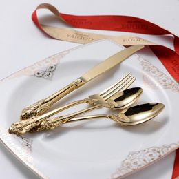 Dinnerware Sets 4/5pcs 304 Stainless Steel Cutlery Set Spoon Fork Knife Gold Silver Black Rose Luxury Cubiertos Dorados