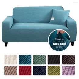 Chair Covers Stretch Polar Fleece Sofa Cover For Living Room Solid Blue Elastic Armchair Slipcover Couch Sectional L-shape 1/2/3/4 Seater