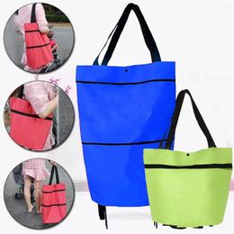 Shopping Bags Outdoors Folding Cart Reusable Small Pull Trolley With Wheels Organiser Vegetables Picnic Food Bag