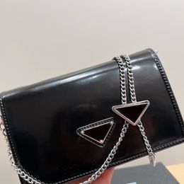 20X12 CM Designers women Crossbody Bags Briefcases Brand Nylon Messenger Envelope Bag Fashion Purses Chain patent shiny bread crystal Top P Triangle