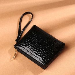 Wallets New Mini Women's Wallet odile Pattern Short Zipper Wrist Small Coin Bag Fashion Pu Leather Ladies Card Holder Coin PurseL230303