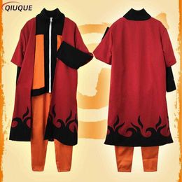 Anime Costumes Uzumaki Outfit Adults Men Suits Japanese Cartoon Comes Anime Cosplay Come Wig Headband Cloak Top Pants Z0301