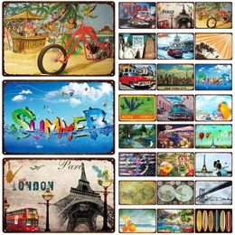 Various Cities Vintage Decor Tin Signs Poster London New York Metal Plate Wall Decor Iron Painting Car Club Decoration Posters 30X20cm W03