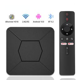 Q5 HDR Smart TV Box Android TV 10 Allwinner H316 4K ATV HDR Portable TV Prefix 2.4G/5G WIFI BT5.0 2G 8G 100M