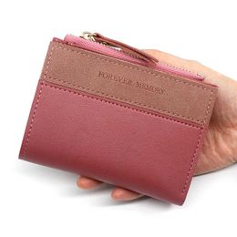 Wallets Women's Wallet Blackpinkgreengraybluered Short Purse PU Leather Women Wallet and Purse Credit Card Holder Case Money BagL230303