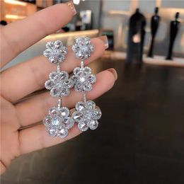 Ear Cuff Flower Diamond Earrings 925 Sterling silver Party Wedding Drop Dangle for Women Bridal Promise Engagement Jewellery Gift 230303