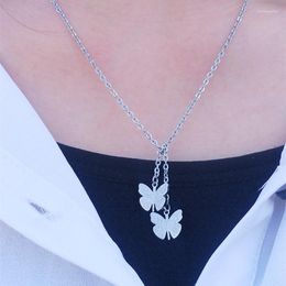 Pendant Necklaces Cute Double Butterfly Necklace For Women Aesthetic Animal Clavicle Long Chain Bijoux Femme Birthday Gift