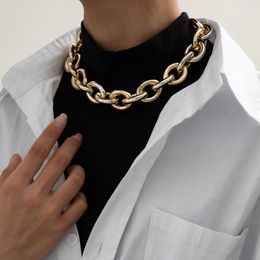 Choker Punk Simple Sweater Short Necklace Men Creative Gold Color Acrylic Cross Clavicle Necklaces Girls Fashion Jewelry Gift