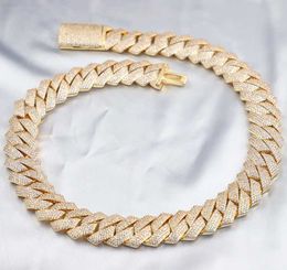 Custom Copper 4 Rows 18mm Wide Cz Diamond Mans Necklace Cuban Link Chain for Hiphop Jewelry