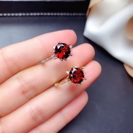 Cluster Rings Natural Real Garnet Ring Gemstone 925 Sterling Silver For Women Wedding