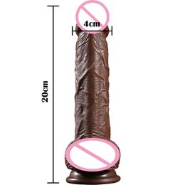 Dildos/Dongs Realistic Silicone Big Dildo with Strong Suction Cup Hand-Free Play Vagina G-spot Anal Brown Adult Sex Toy for Women Lesbian L230303