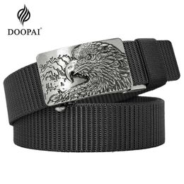 Belts DOOPAI Tactical Mens Belt Men Belts High Quality Canvas Webbing Belts Metal Pin Buckle Eyelet Knitted Strap Casual Belts Z0228