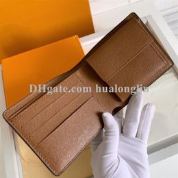 Men wallet purse card holder male man original box high quality with coin pocket bag fashion flower grid short wallets286p