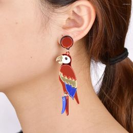 Stud Earrings Cute Parrot Design Acrylic Unisex Hip Hop Punk For Animal Bird Fashion Jewellery Ear