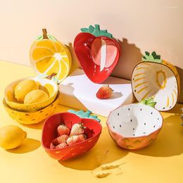 Bowls Creative Ceramic Cute Pineapple Pitaya Strawberry Shape Plate Home Salad Dessert Bowl Fruit Dish Children's Tablewar