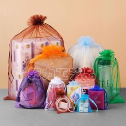 Storage Bags 100pcs Portable Mesh Bag Bundle Mouth Plain Organza Candy Jewelry Packaging Gauze Holiday Party Gift