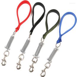 Dog Collars Leash Spring Short Dogs PU Leather Leashes For Large Walking Traction Nylon Rope Durable Pet Chain