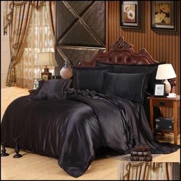 Bedding Sets Satin Silk Set Home Textile King Size Bed Clothes Duvet Er Flat Sheet Pillowcases Wholesale T200110 Drop Delivery Garde Dhioz