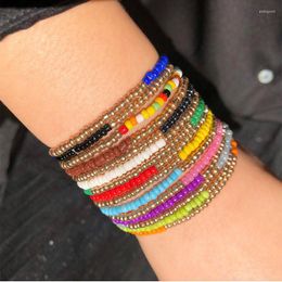 Strand 5pcs/set Bohemian Multilayer Colourful For Women Charm Elastic Handmade Bracelet Friendship Gift Jewellery Anime