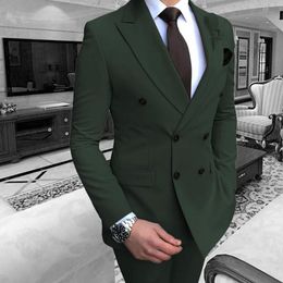 Men's Suits Blazers Dark Green Mens Suit Formal Business Wedding Suits Man Blazer Groom Tuxedos Slim FitBlazer And Pants Costume Homme 230303