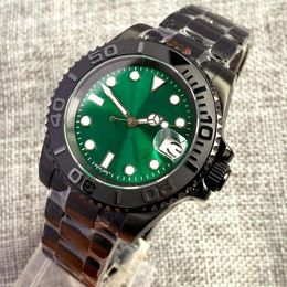 Wristwatches 200m Water Resist Diver Tandorio NH35 Automatic Watch For Men 40mm PVD Sapphire Glass Luminous Green Dial Date Oyster Bracelet