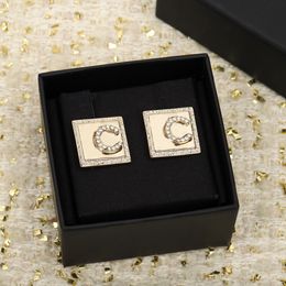 2023 Luxury quality charm stud earring with sparly diamond in 18k gold plated have box stamp square shape PS3880258Y