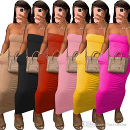 Women Dresses Designer 2023 New Fashion Slim Sexy Solid Color Bra High Elastic Dress 6 Colours (including Pocket)