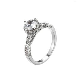 Wedding Rings Classical White Platinum Diamond Zircon Ring Jewelry For Couple