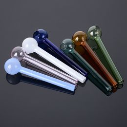 Pyrex glass oil burner pipe 10cm Colourful Glass Bongs Smoking Accessories Mini Pipes SW37 Colour send randomly