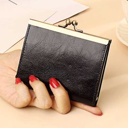 Wallets 2022 New Women's Short Wallet Genuine Leather Fashion Credit Card Holder Wallet Money Bag Vintage Girls Wallet Slim Coin PursesL230303