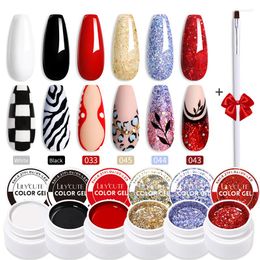 Nail Art Kits LILYCUTE 6PCS/SET Gel Polish Set Brush Colorful Painting Vernis Semi Permanent Glitter UV