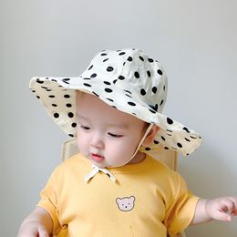 M576 Summer Baby Cartoon Crown Dots Cotton Sun Hat Breathable Bucket Hats Kids Children's Sunscreen Fisherman's Caps