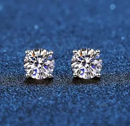 Quality Stud Real Moissanite Earrings 14K White Gold Plated Sterling Silver 4 Prong Diamond Earring For Women Men Ear