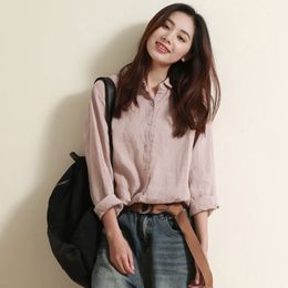 Women's Blouses Shirts Arrival spring Autumn Women Long Sleeve Loose Shirts All-matched Casual Cotton Linen Korean Blouse Tops Female Blusas S377 230303