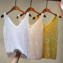 Women's Tanks Women's Sexy Sequin Tank Tops Lace Up V-neck Jacket Basic Camis Vest 2023 Fashion Women Clothing Top Corset