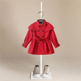 Coat Baby Vintage Trench Boy Girl Clothes Windproof Jacket British Double Breasted Windbreaker Turn-down Collar Button Belt Kids