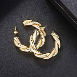 Stud Earrings European And American Spiral Twist Female Retro Minimalist Style Round Gold Copper