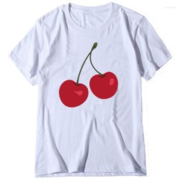 Women's T Shirts Summer Women Cherry Print Shirt Short Sleeve O Neck Ladies Tops Charajuku Hipster Tumblr Tee Camisa Feminina 2023