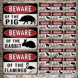 Warning Animals Vintage Tin Sign Beware of Danger Metal Plate Plaque Wall Decor Scenic Area Outdoor Wild Beast Warning Sign Personalised Tin Signs Size 30X20CM w01