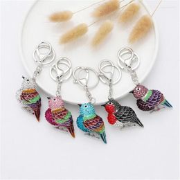 Keychains Colorful Crystal Cute Bird Keychain Rhinestone Animal Women Keyring Gift Bag Charm Car For Men Jewelry Accessories