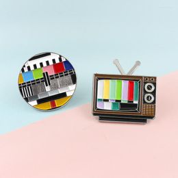 Brooches Retro Antenna TV Pins Colour Snowflake Screen No Sign Signal Picture Television Jewellery Gift For Friends