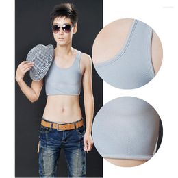 Men's Tank Tops Buckle Short Chest Breathable Breast Binder Trans Lesbian Tomboy LS