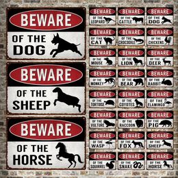 Warning Animals Vintage Tin Sign Beware of Pig Metal Sign Funny Plate Wall Decor Scenic Area Outdoor Wild Beast Warning Sign Personalised Tin Signs Size 30X20CM w01