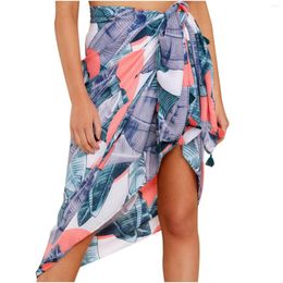 Skirts Beach Skirt Wrap Swimwear Swimsuit Mesh Bikini Cover Cover-Ups Women Up Printed