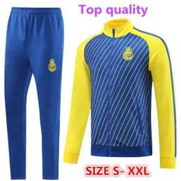 23 24 Al Nassr FC soccer adult tracksuits jacket long zipper Shabab Saudi Talisca Gonzalo Al-Nasr Martinez GHAREEB Luiz Aboubakar training suit 2023 2024 Football set